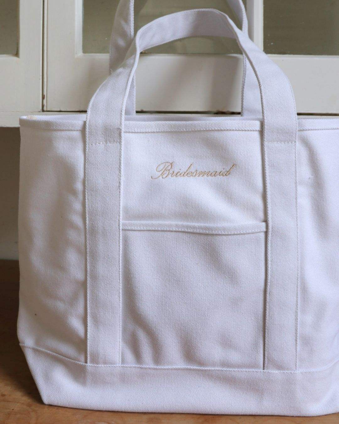 Personalised heavyweight canvas tote bag with Bridesmaid embroidery