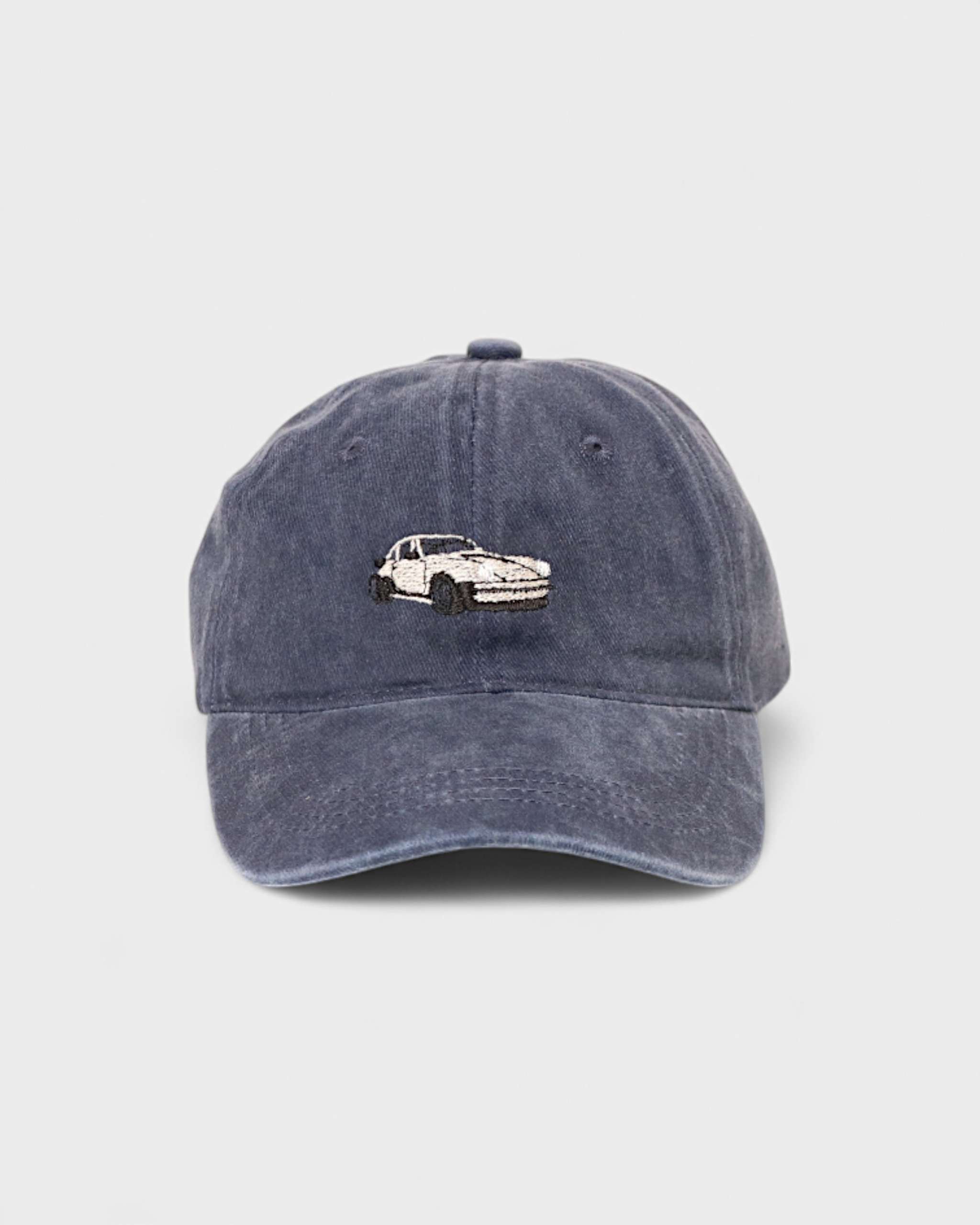 Personalised Porsche 930 hat with custom embroidery on washed cotton fabric.