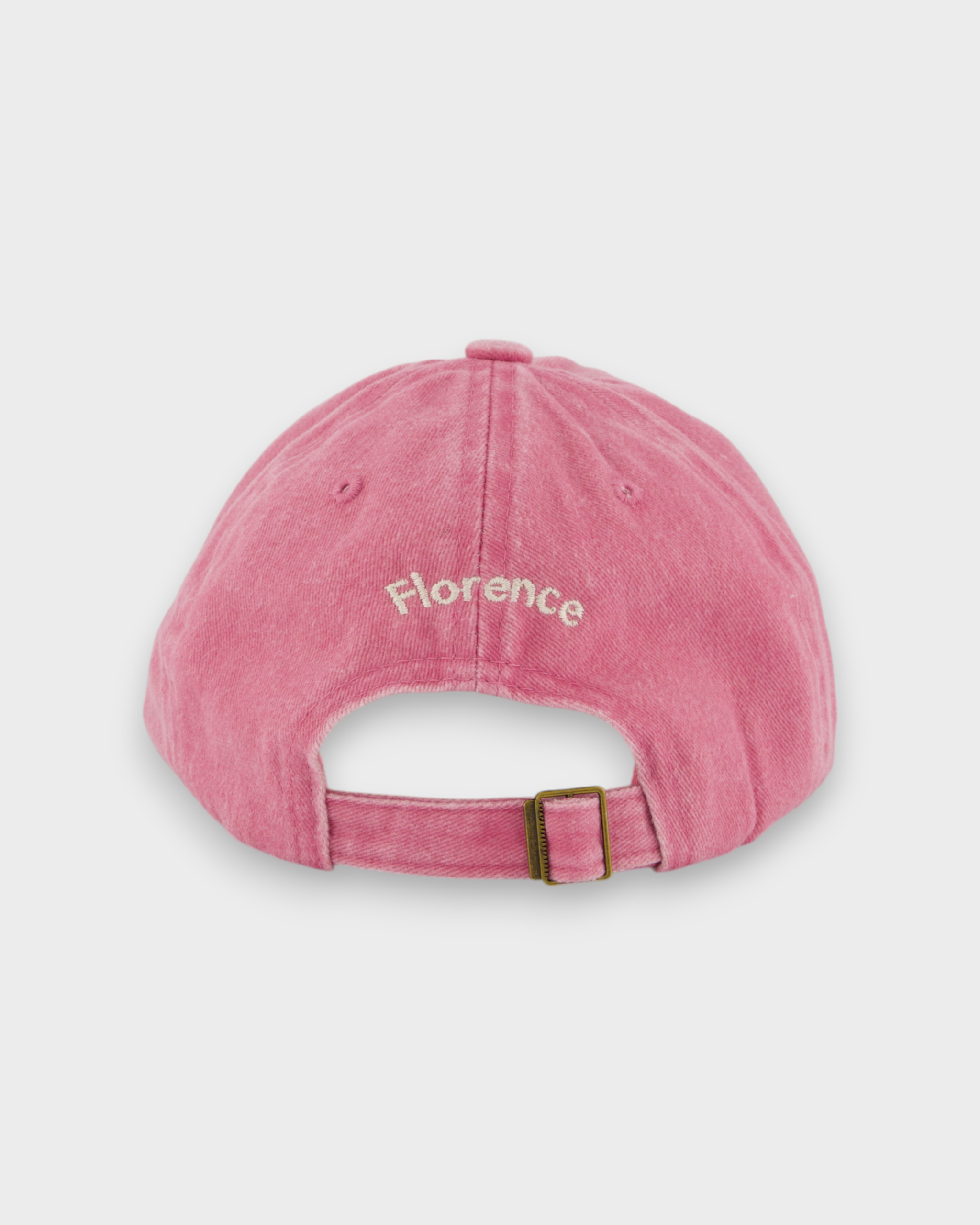 T-Rex Personalised Hat in pink with custom embroidery on back, 100% washed cotton, baseball fit.