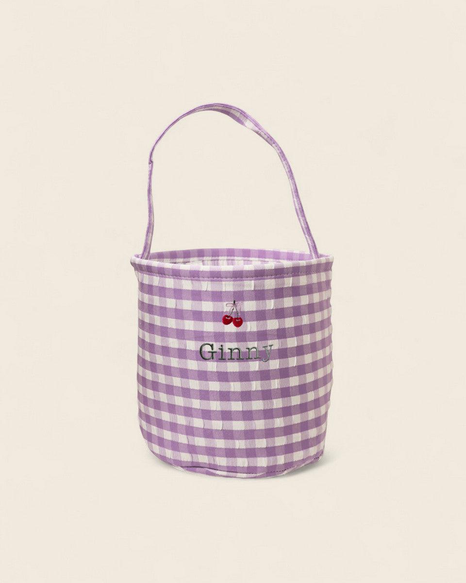 Personalised Storage Bucket - Cherries - Namesake Embroidery Studio