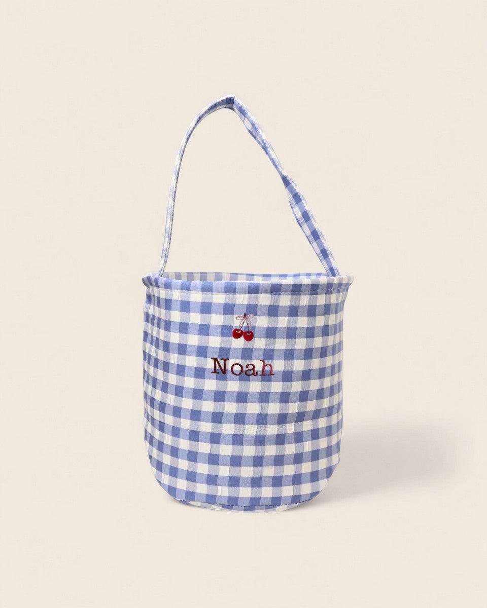 Personalised Storage Bucket - Cherries - Namesake Embroidery Studio