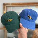 Personalised Hat with Hand-drawn Digger Embroidery Design