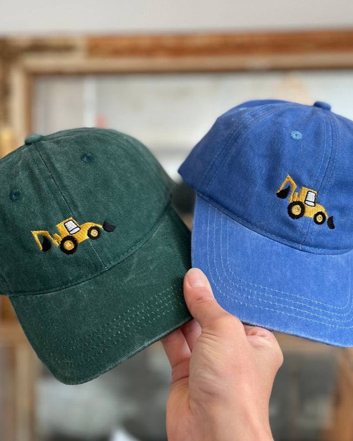 Personalised Hat with Hand-drawn Digger Embroidery Design