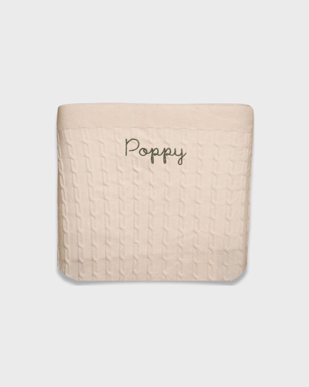 Soft cream merino baby blanket with embroidered name Poppy