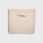 Soft cream merino baby blanket with embroidered name Poppy
