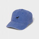 Blue Greyhound Whippet personalised baseball hat with embroidered dog design on front
