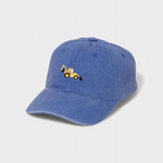 Personalised kids digger hat with hand-drawn embroidery, 100% cotton.