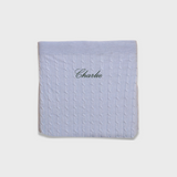 Personalized soft merino baby blanket with embroidered name Charlie, breathable wool for year-round warmth