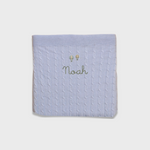 Soft merino baby blanket with embroidered balloons and personalized name Noah