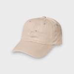 Beige Greyhound/Whippet personalized cotton baseball hat with embroidered dog design on front.