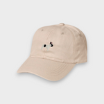 Beige French Bulldog personalised baseball hat with embroidered front design and customisable back embroidery, made of 100% washed cotton.