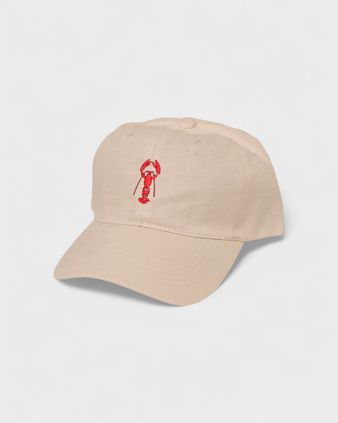 Lobster personalised hat with hand-drawn embroidery design, classic baseball fit.