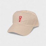 Lobster personalised hat with hand-drawn embroidery design, classic baseball fit.