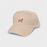 Australian Terrier Personalised Hat with embroidered design on beige baseball cap.
