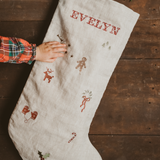 Holiday Pattern Linen Stocking