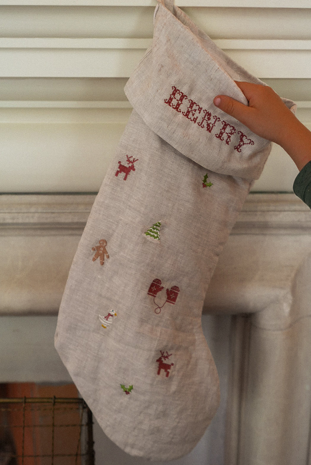 Holiday Pattern Linen Stocking- 2026