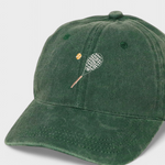 Tennis personalised hat with embroidered racket and ball design.