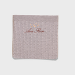 Soft Merino Baby Blanket with moon and stars embroidery and personalized name in cross stitch design