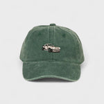Green Porsche personalised hat with embroidered Porsche 930 design.