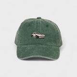 Green Porsche personalised hat with embroidered Porsche 930 design.