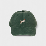 Jack Russell Personalised Hat with embroidered dog design, made of 100% washed cotton.