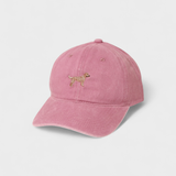 Pink Goldendoodle personalised hat with embroidered dog design and adjustable backstrap