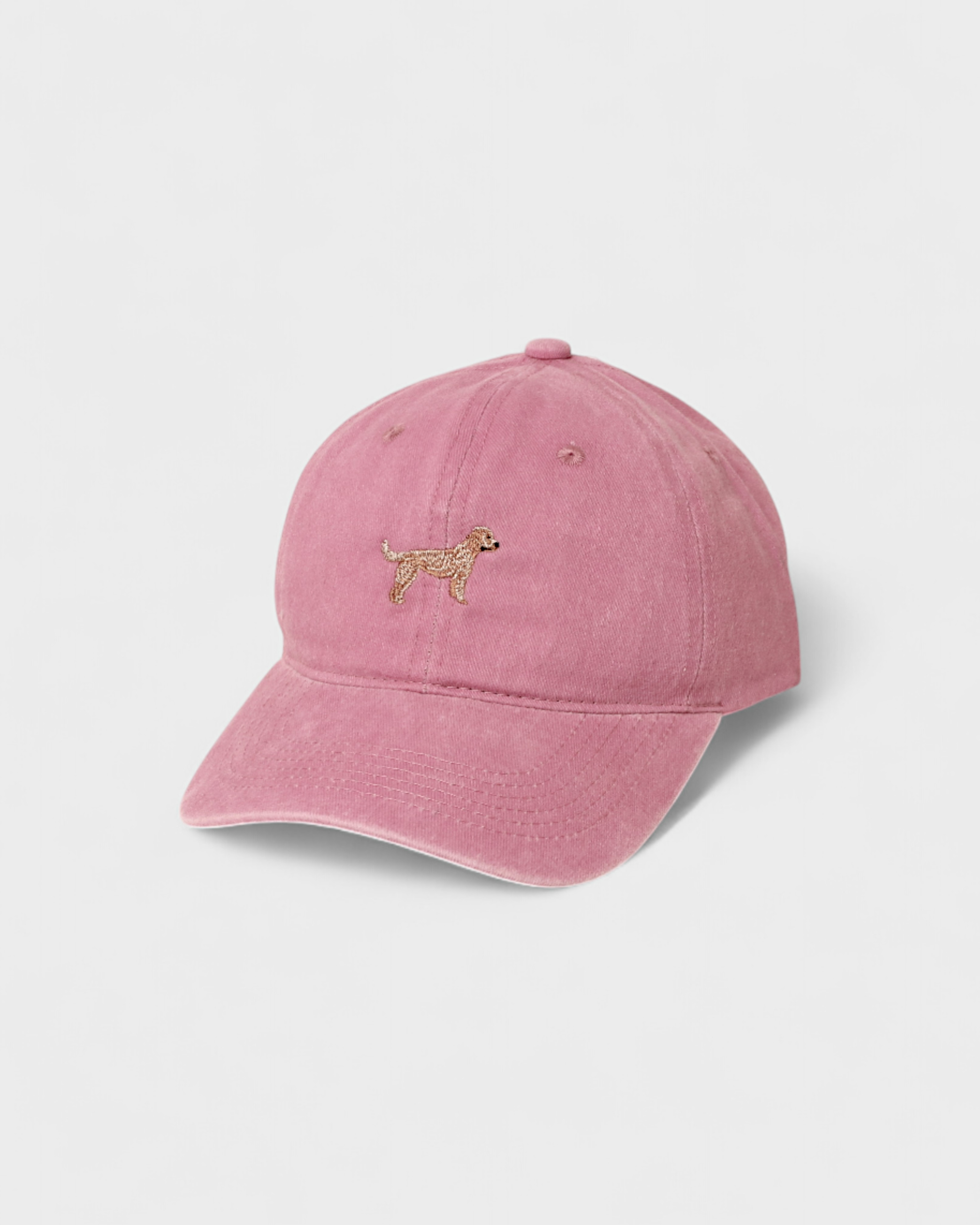 Pink Goldendoodle personalised hat with embroidered dog design and adjustable backstrap
