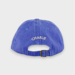 Dalmatian personalised hat with custom embroidery, blue cotton baseball style.