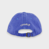 Dalmatian personalised hat with custom embroidery, blue cotton baseball style.
