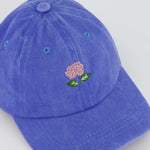 Personalised Hat with Hand-drawn Hydrangea Embroidery Design