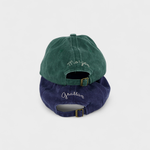 1 Personalised Hat in green and blue with embroidered text.