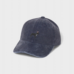 Navy blue French Bulldog personalised cotton baseball hat with embroidered front design
