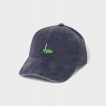 Embroidered Hole In 1 personalised hat with golf design, 100% washed cotton, classic baseball fit.