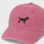 Pink Goldendoodle personalised cotton baseball hat with embroidered dog design