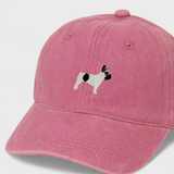 Pink French Bulldog personalised hat with embroidered dog design and cotton baseball fit