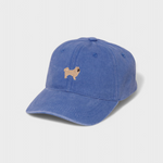 Husky personalised hat with Chow Chow embroidery on blue baseball cap.