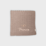 Personalized Merino baby blanket with moon and stars embroidery in soft wool fibers