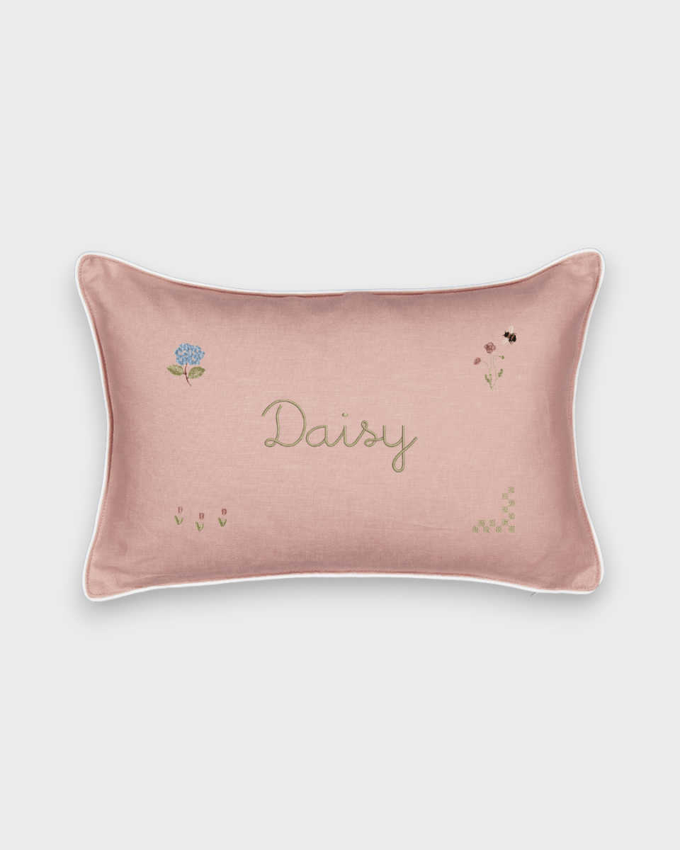 Botanical Linen Cushion - Namesake Embroidery Studio