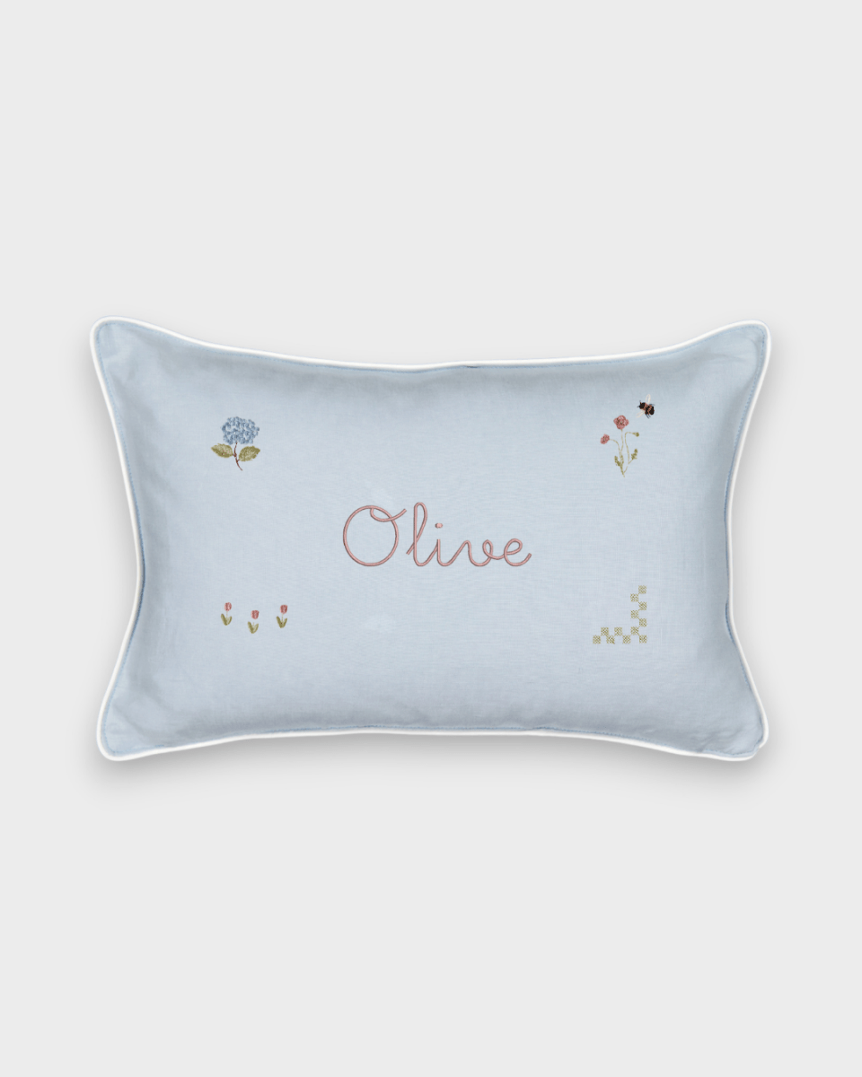 Botanical Linen Cushion - Namesake Embroidery Studio