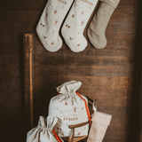 Holiday Pattern Linen Stocking - Namesake Embroidery Studio