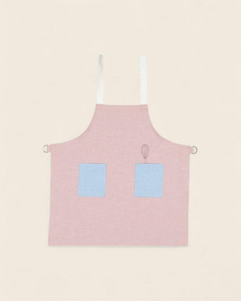 Kids Pink Linen Apron - Namesake Embroidery Studio