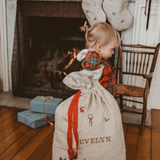 Linen Pattern Santa Sack - Namesake Embroidery Studio