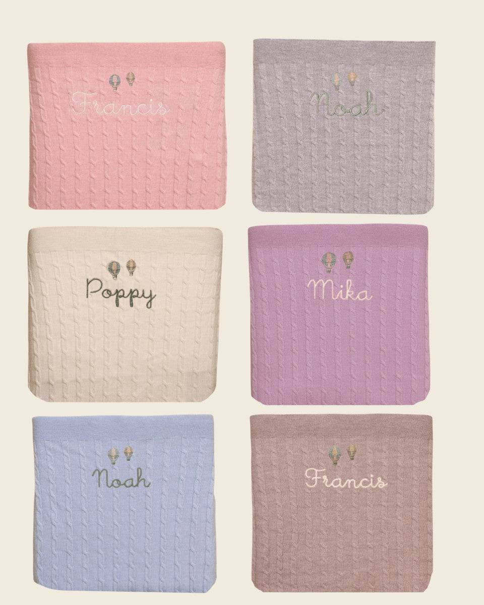 Merino Baby Blanket - Balloons Design - Namesake Embroidery Studio