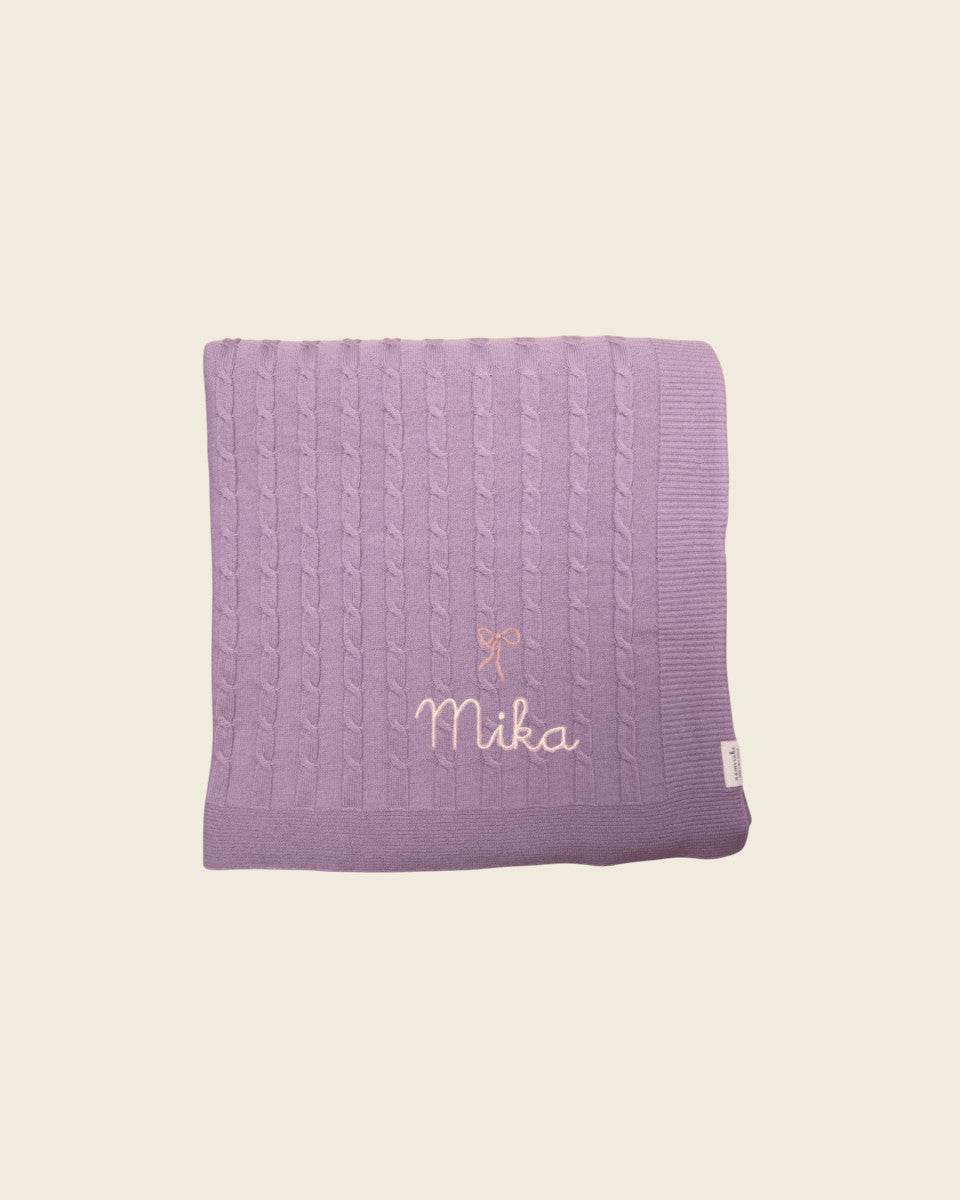 Merino Baby Blanket - Bow Design - Namesake Embroidery Studio