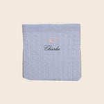 Merino Baby Blanket - Moon & Stars Design - Namesake Embroidery Studio