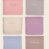 Merino Baby Blanket - Moon & Stars Design - Namesake Embroidery Studio