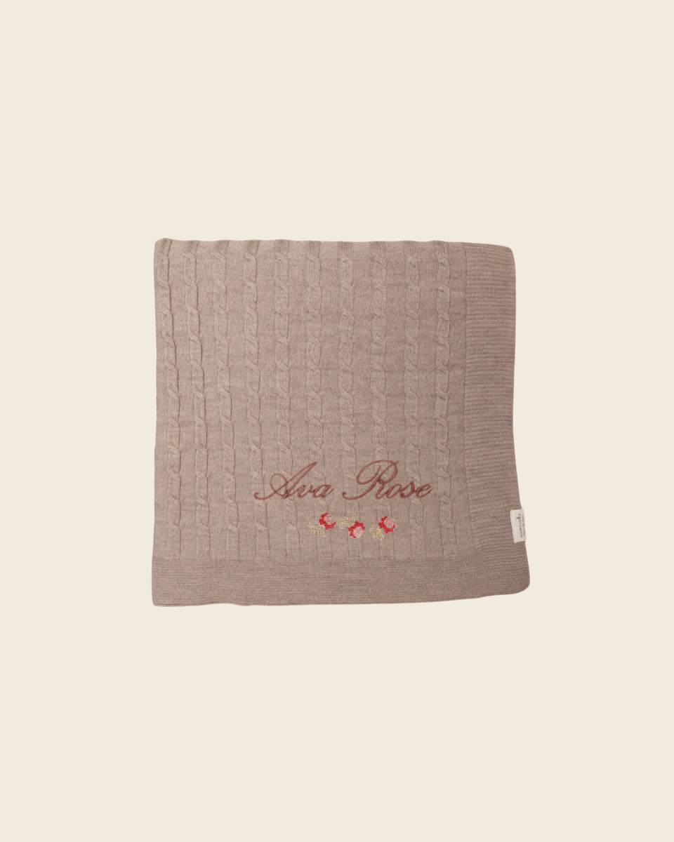 Merino Baby Blanket - Rosette Design - Namesake Embroidery Studio