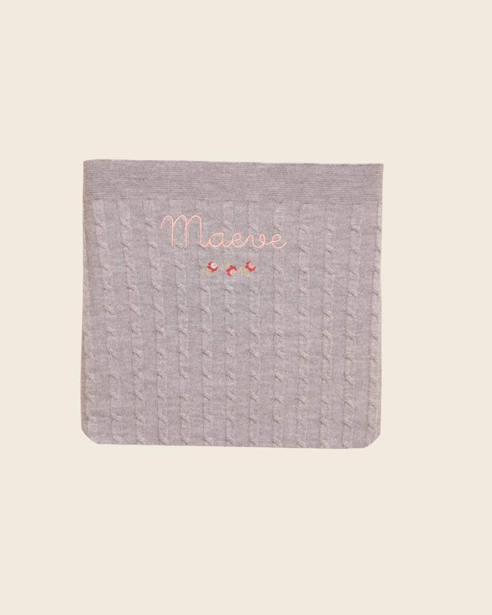 Merino Baby Blanket - Rosette Design - Namesake Embroidery Studio