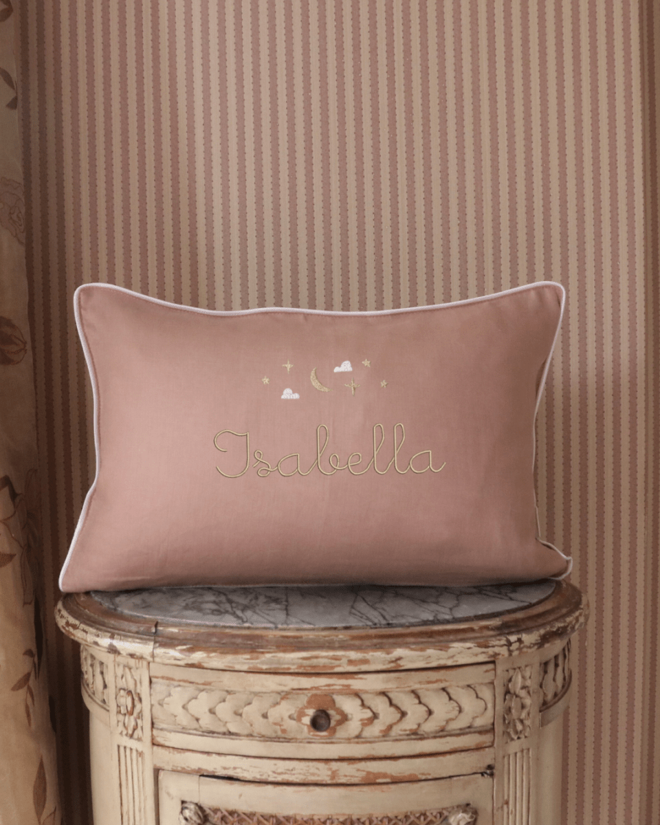 Moon and Stars Cushion - Namesake Embroidery Studio