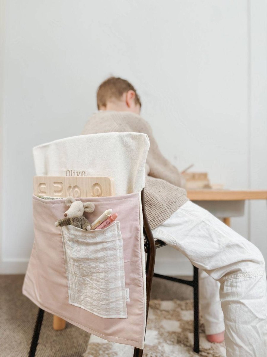 Personalised Chair Bag - Vintage Pink - Namesake Embroidery Studio